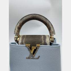 Pre Owned Louis Vuitton Blue Leather Mini Capucines Bag