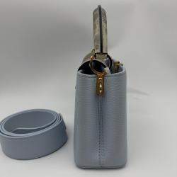 Pre Owned Louis Vuitton Blue Leather Mini Capucines Bag