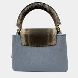 Pre Owned Louis Vuitton Blue Leather Mini Capucines Bag