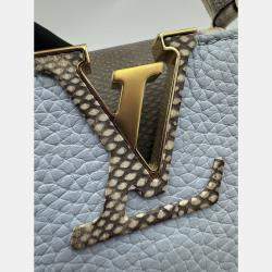 Pre Owned Louis Vuitton Blue Leather Mini Capucines Bag