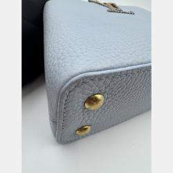 Pre Owned Louis Vuitton Blue Leather Mini Capucines Bag