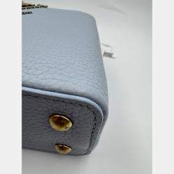 Pre Owned Louis Vuitton Blue Leather Mini Capucines Bag