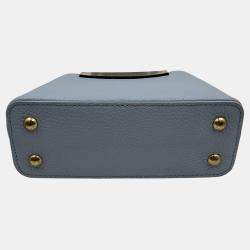 Pre Owned Louis Vuitton Blue Leather Mini Capucines Bag