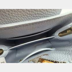 Pre Owned Louis Vuitton Blue Leather Mini Capucines Bag