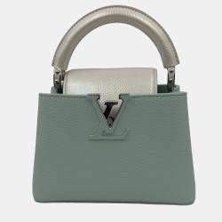 Pre Owned Louis Vuitton Mint Green Leather Mini Capucines Bag