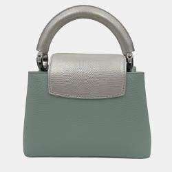 Pre Owned Louis Vuitton Mint Green Leather Mini Capucines Bag