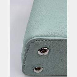 Pre Owned Louis Vuitton Mint Green Leather Mini Capucines Bag