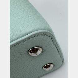 Pre Owned Louis Vuitton Mint Green Leather Mini Capucines Bag