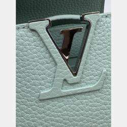 Pre Owned Louis Vuitton Mint Green Leather Mini Capucines Bag