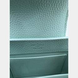 Pre Owned Louis Vuitton Mint Green Leather Mini Capucines Bag