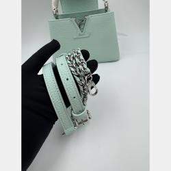 Pre Owned Louis Vuitton Mint Green Leather Mini Capucines Bag