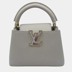 Pre Owned Louis Vuitton white Leather Mini Capucines Bag