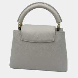 Pre Owned Louis Vuitton white Leather Mini Capucines Bag