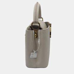 Pre Owned Louis Vuitton white Leather Mini Capucines Bag