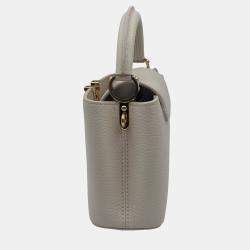 Pre Owned Louis Vuitton white Leather Mini Capucines Bag