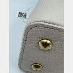 Pre Owned Louis Vuitton white Leather Mini Capucines Bag