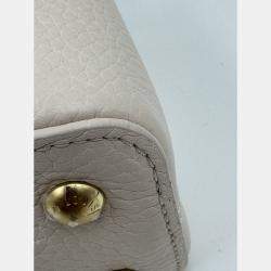 Pre Owned Louis Vuitton white Leather Mini Capucines Bag