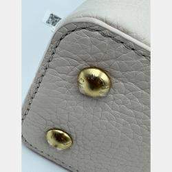Pre Owned Louis Vuitton white Leather Mini Capucines Bag