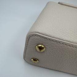 Pre Owned Louis Vuitton white Leather Mini Capucines Bag