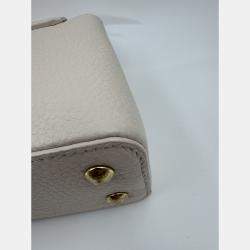 Pre Owned Louis Vuitton white Leather Mini Capucines Bag