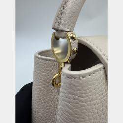 Pre Owned Louis Vuitton white Leather Mini Capucines Bag