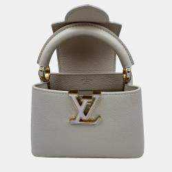 Pre Owned Louis Vuitton white Leather Mini Capucines Bag