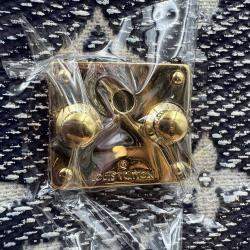 Pre Owned Louis Vuitton Grey Denim Leather Side Trunk Bag