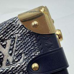 Pre Owned Louis Vuitton Grey Denim Leather Side Trunk Bag