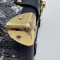 Pre Owned Louis Vuitton Grey Denim Leather Side Trunk Bag