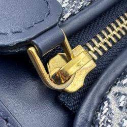 Pre Owned Louis Vuitton Grey Denim Leather Side Trunk Bag