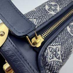 Pre Owned Louis Vuitton Grey Denim Leather Side Trunk Bag