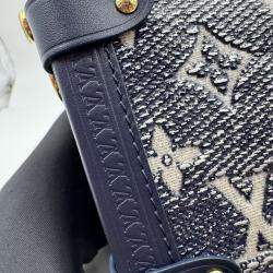 Pre Owned Louis Vuitton Grey Denim Leather Side Trunk Bag
