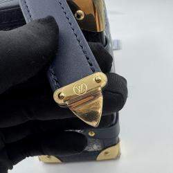 Pre Owned Louis Vuitton Grey Denim Leather Side Trunk Bag