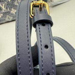 Pre Owned Louis Vuitton Grey Denim Leather Side Trunk Bag