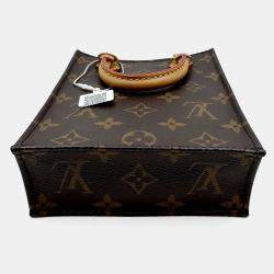 Pre Owned Louis Vuitton Brown Monogram Petit Sac Plat Tote Bag