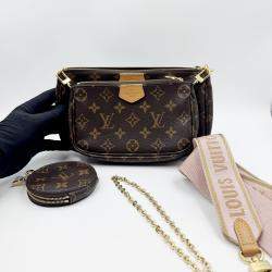 Pre Owned Louis Vuitton Multi Pochette Accessoires Monogram Rose Claire Coated Canvas Leather Bag