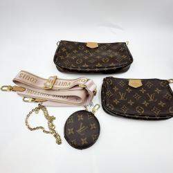 Pre Owned Louis Vuitton Multi Pochette Accessoires Monogram Rose Claire Coated Canvas Leather Bag