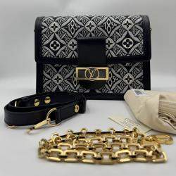 Pre Owned Louis Vuitton Gris Monogram Jacquard Dauphine MM Since 1854 Shoulder Bag