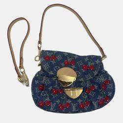 Pre Owned Louis Vuitton LV x MURAKAMI cherry print denim sunset hobo bag
