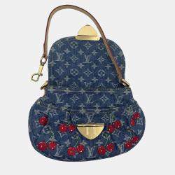 Pre Owned Louis Vuitton LV x MURAKAMI cherry print denim sunset hobo bag