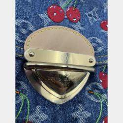 Pre Owned Louis Vuitton LV x MURAKAMI cherry print denim sunset hobo bag