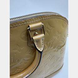 Pre Owned Louis Vuitton LV Alma PM top handle yellow patent leather