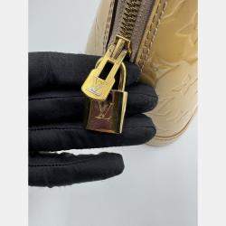 Pre Owned Louis Vuitton LV Alma PM top handle yellow patent leather