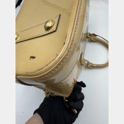 Pre Owned Louis Vuitton LV Alma PM top handle yellow patent leather
