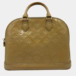 Pre Owned Louis Vuitton LV Alma PM top handle yellow patent leather