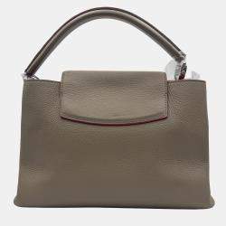 Pre Owned Louis Vuitton grey Leather Capucines MM Bag