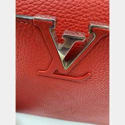 Pre Owned Louis Vuitton Red Leather Capucines BB Bag