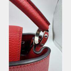 Pre Owned Louis Vuitton Red Leather Capucines BB Bag