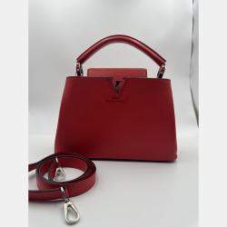 Pre Owned Louis Vuitton Red Leather Capucines BB Bag