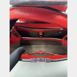 Pre Owned Louis Vuitton Red Leather Capucines BB Bag